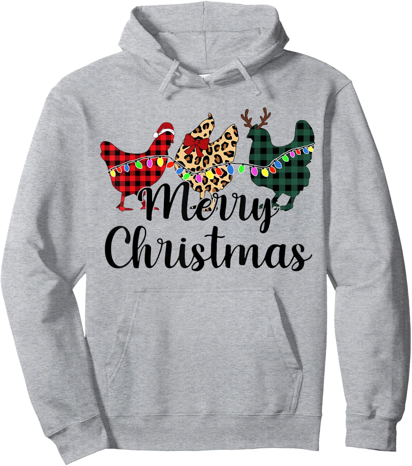Buffalo Plaid Chickmas Merry Christmas Chicken Lover Xmas Hoodie - Hoodie | Ash