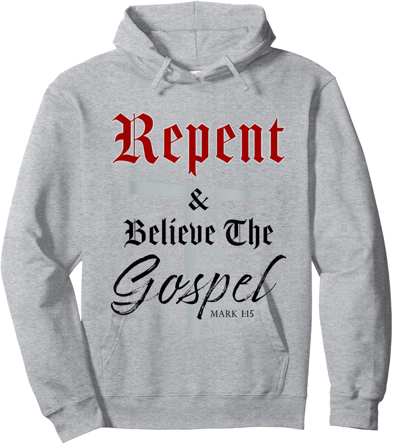 Repent & Believe the Gospel: Christian Faith Jesus Quote Hoodie - Hoodie | Ash