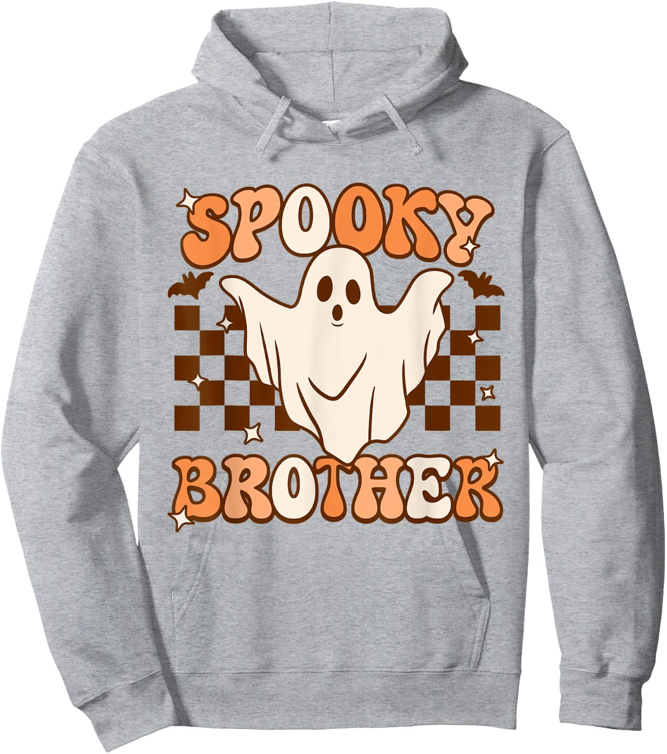 Retro Groovy Ghost Spooky Brother Costume Matching Hoodie - Hoodie | Ash