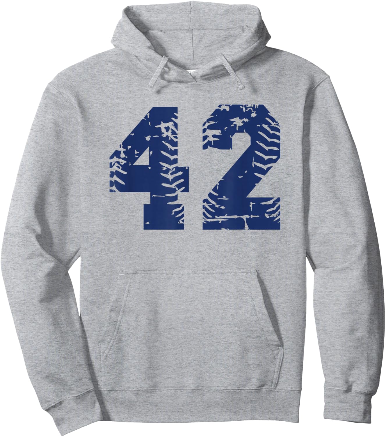 Number #42 Baseball Softball Blue Vintage Varsity Number Hoodie - Hoodie | Ash