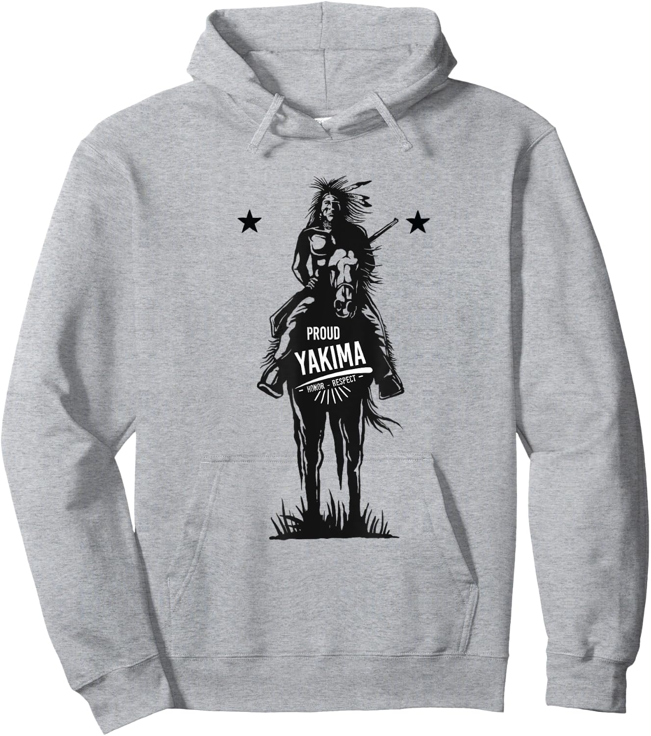 Yakima American Indian Tribe Proud Warrior on Horse Hoodie - Hoodie | Ash