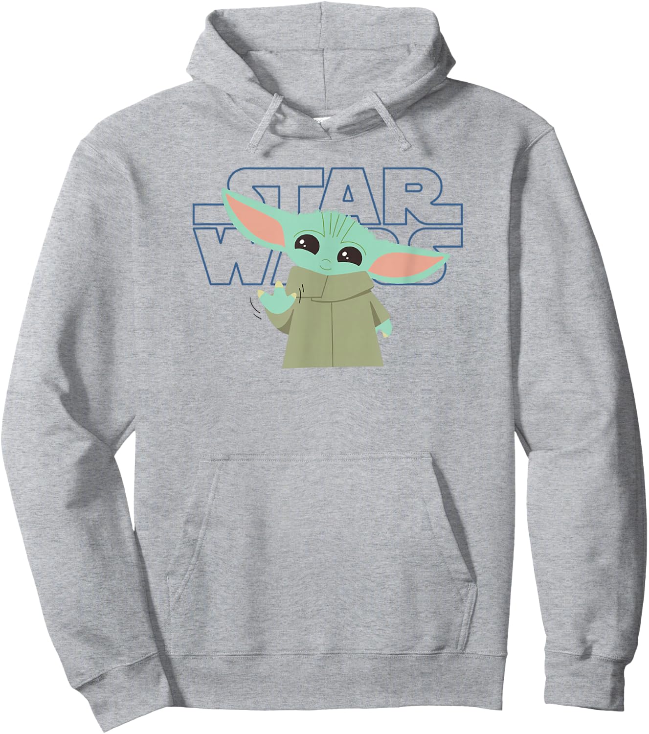 Star Wars: The Mandalorian Grogu Friendly Wave Logo Hoodie - Hoodie | Ash