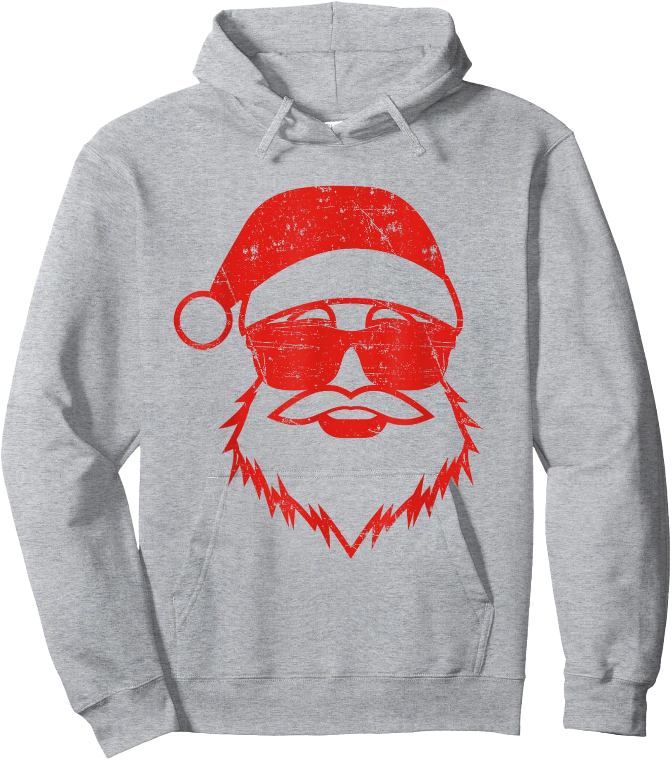 Santa Face Retro Sunglasses Christmas Xmas Men Women Kids Hoodie - Hoodie | Ash