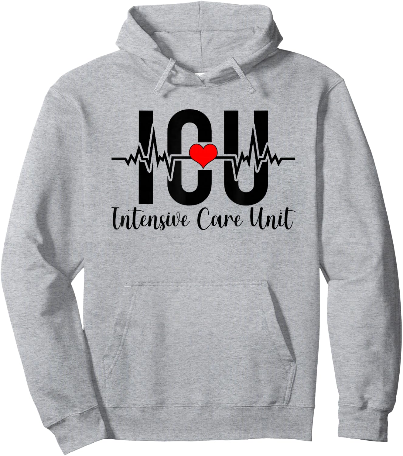 ICU Intensive Care Unit Nurse Heartbeat ICU Nurse Hoodie - Hoodie | Ash