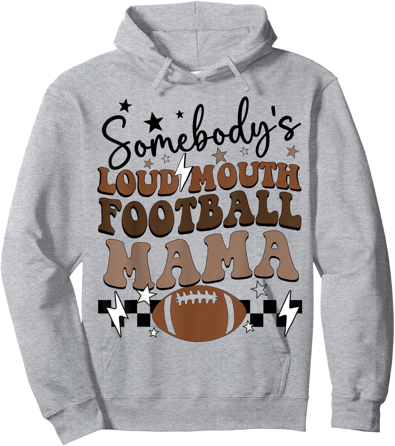 Somebody's Loudmouth Football Mama retro groovy football mom Hoodie - Hoodie | Ash