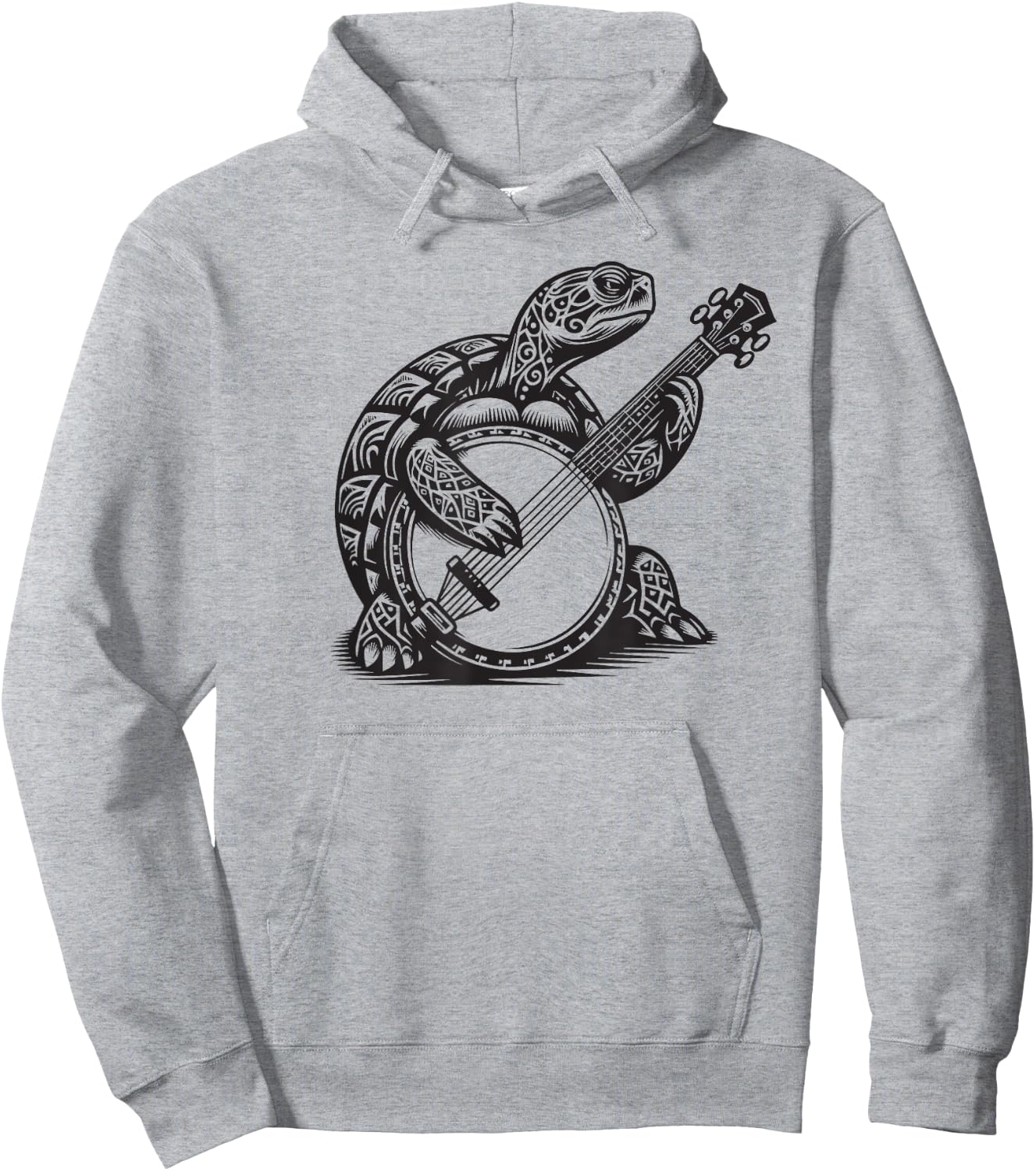 Turtle Playing Banjo Tribal Art Music Festival Zen Hoodie - Hoodie | Ash