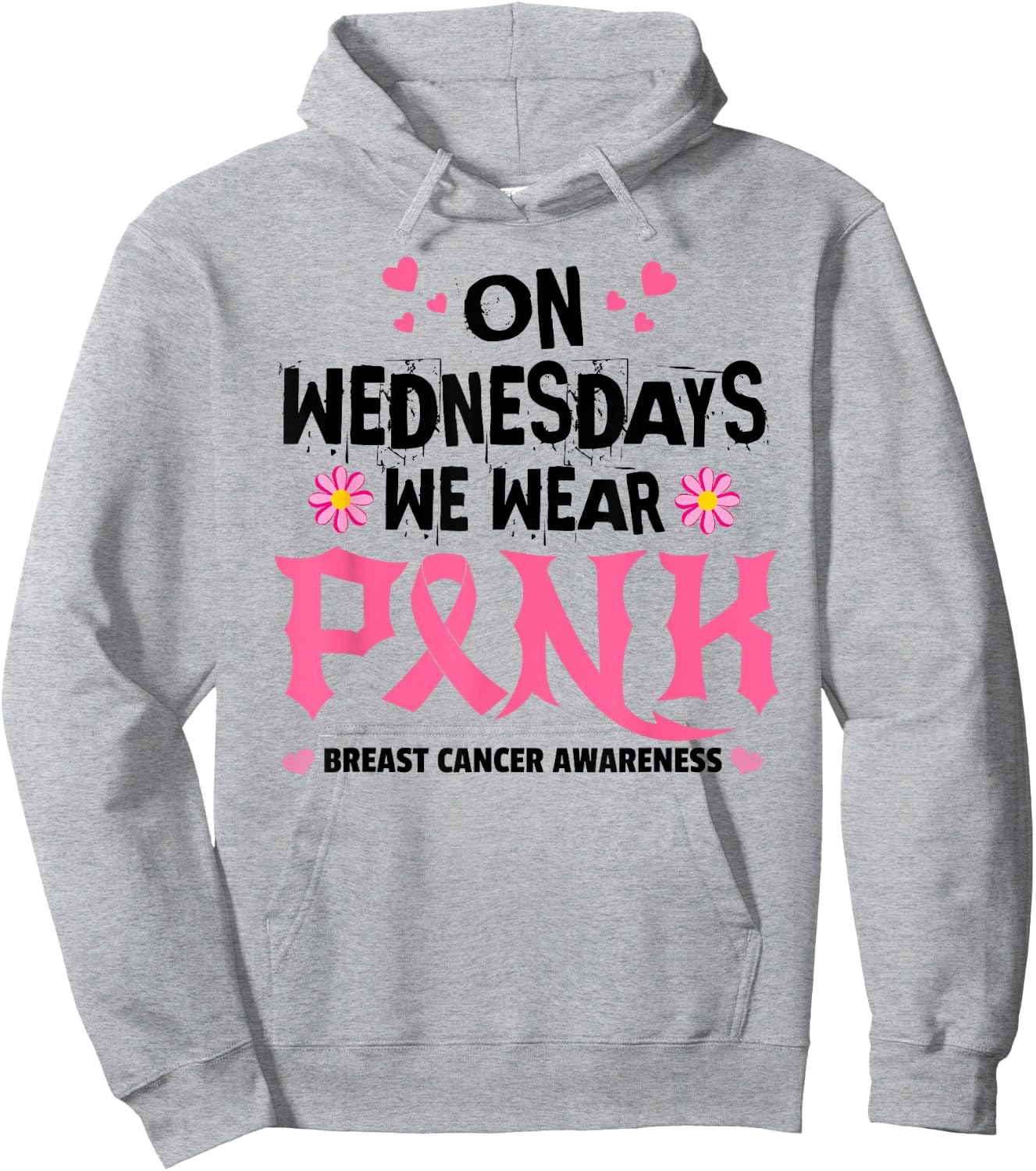 We Wear Pink - Pink Ribbon Breast Cancer Survivor Support Hoodie - Hoodie | Ash
