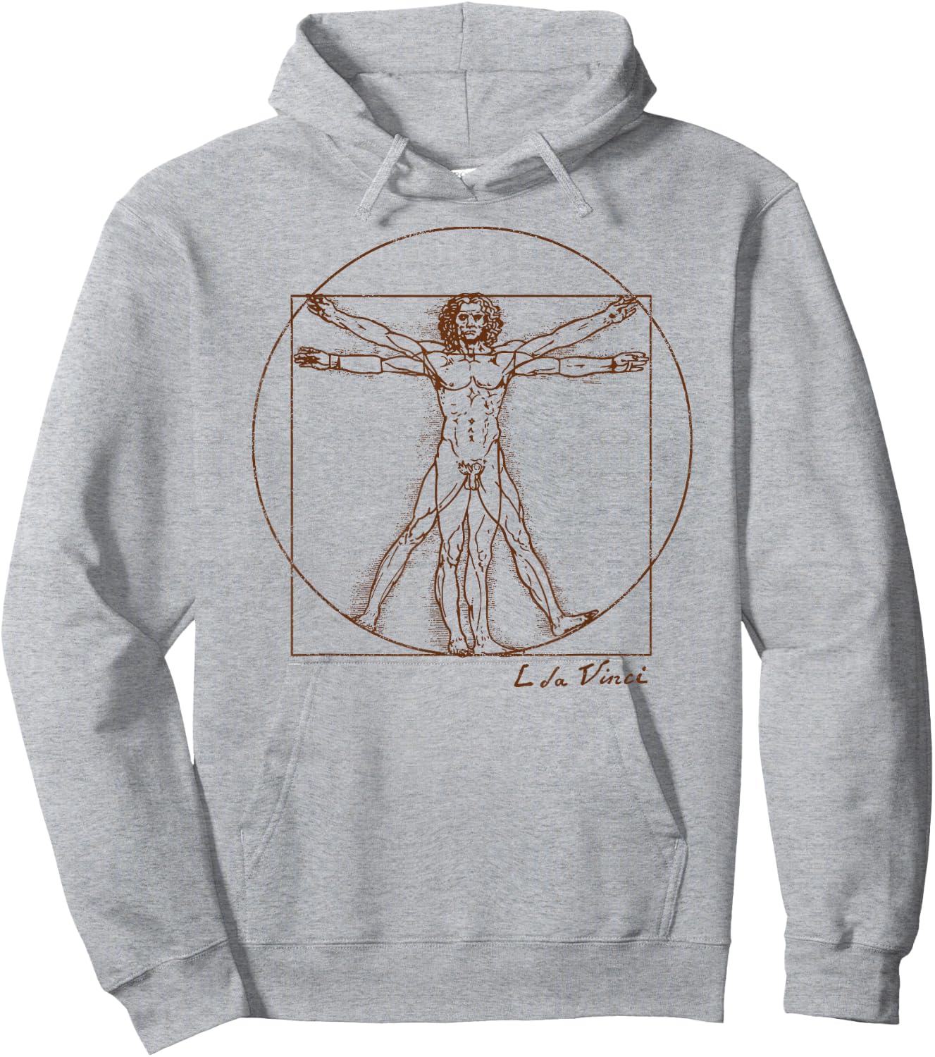 Vintage Vitruvian Man Leonardo da Vinci Art Souvenir Hoodie - Hoodie | Ash