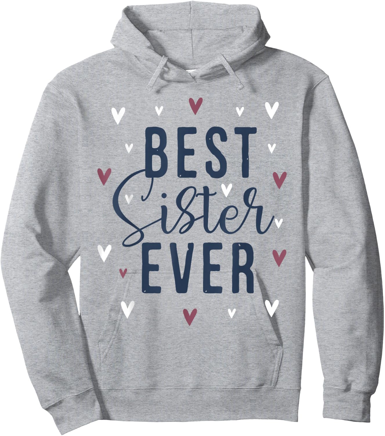 Best Sister Ever Gifts Cute Love Heart Print Hoodie - Hoodie | Ash