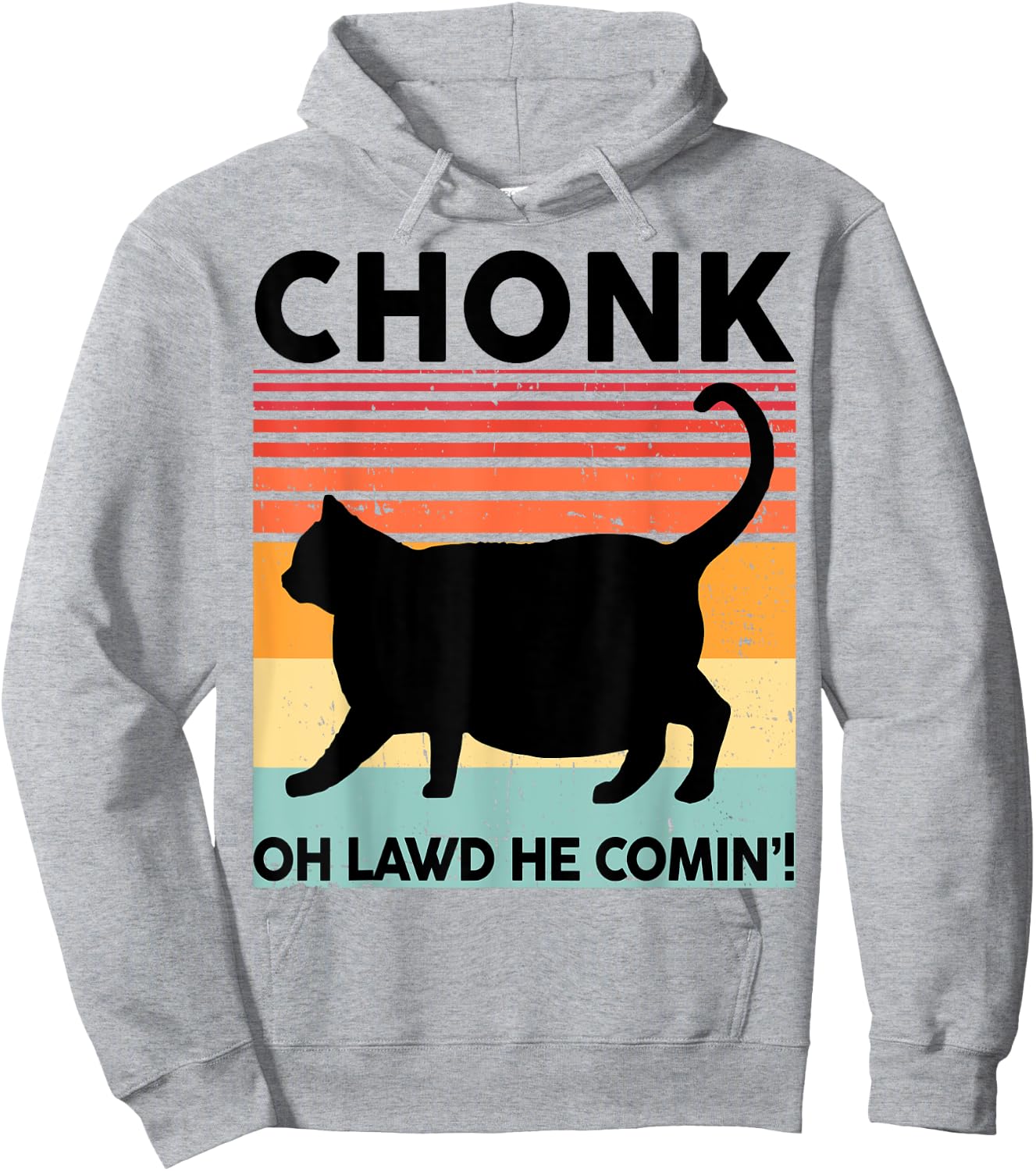 Black Cat-Shirt Chonk Cat Funny Cat Meme Momma Dad Vintage Hoodie - Hoodie | Ash
