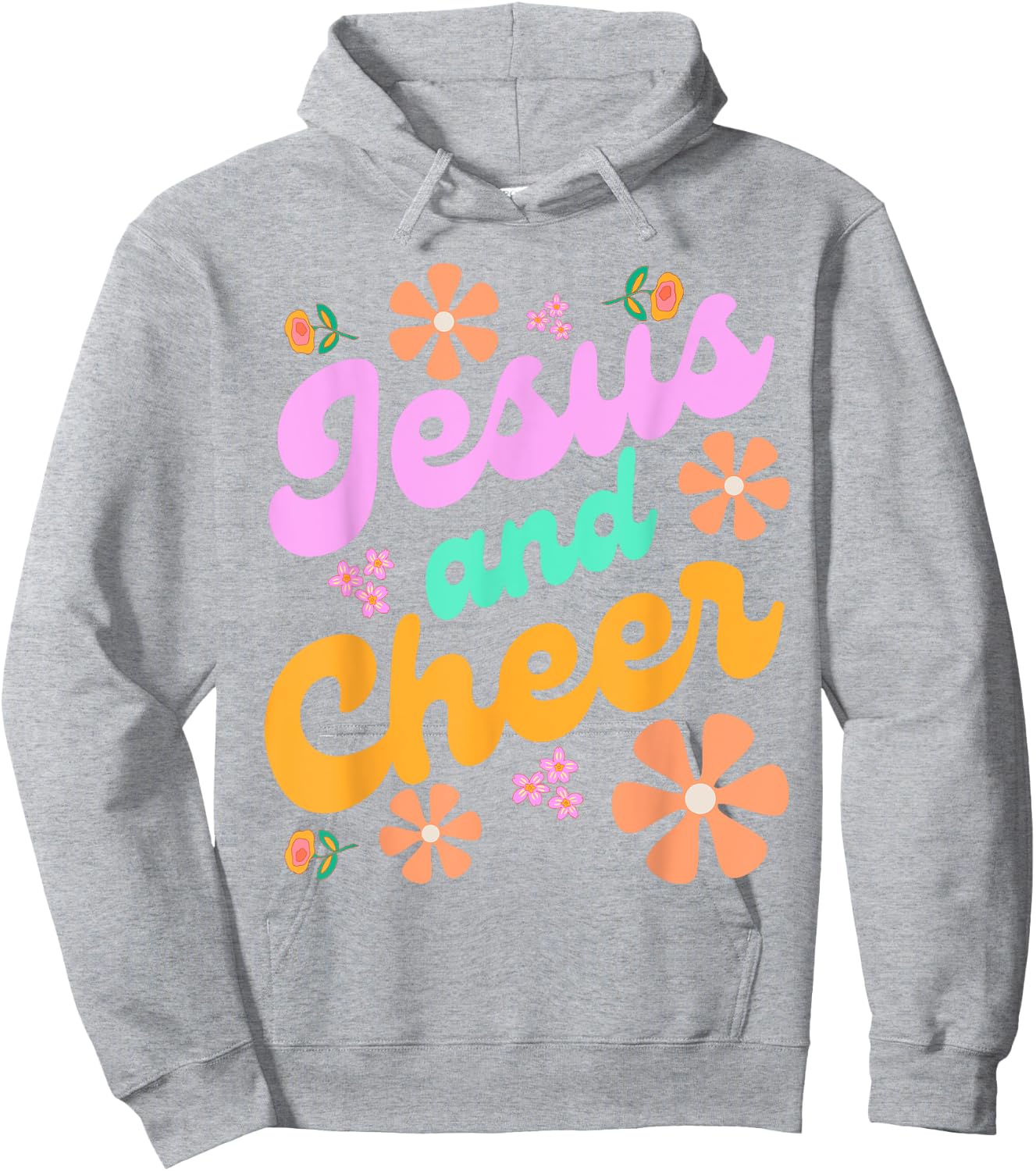 Jesus and Cheer Cheerleading Coach Funny Groovy y2k Chrstian Hoodie - Hoodie | Ash