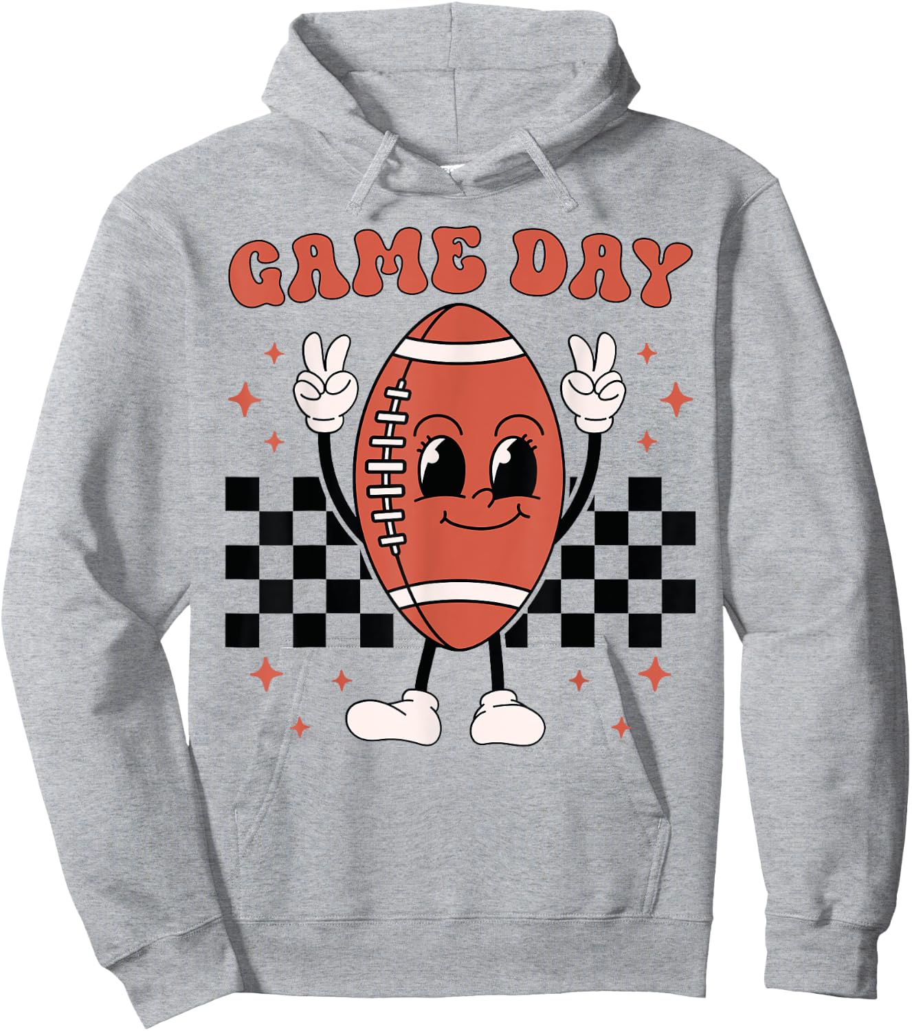 Retro Groovy Game Day American Football Players Fans Outfit Hoodie - Hoodie | Ash