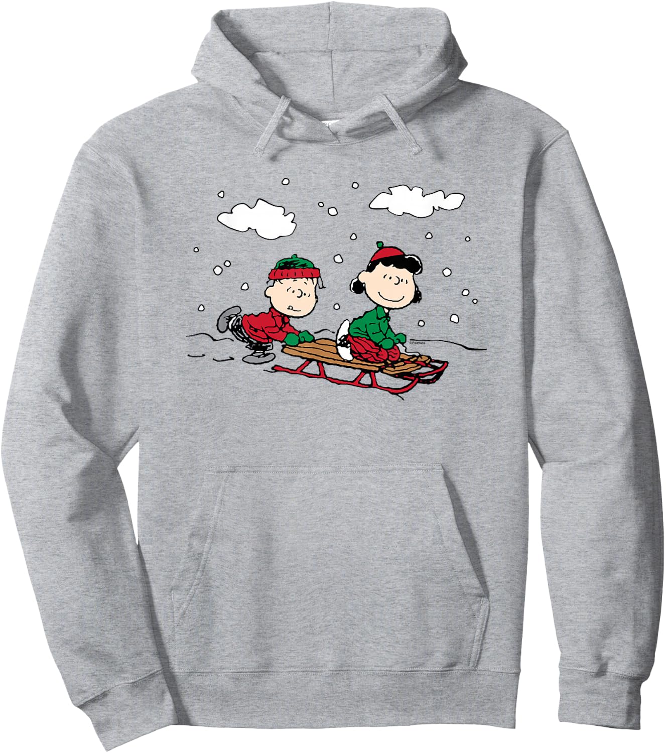 Peanuts Linus Lucy Sledge Hoodie - Hoodie | Ash