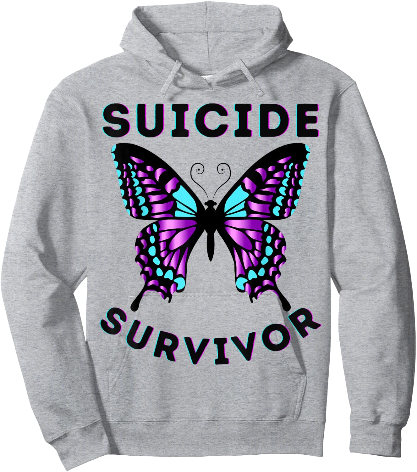Butterfly Suicide Survivor Awareness Prevention Kid Boy Girl Hoodie - Hoodie | Ash