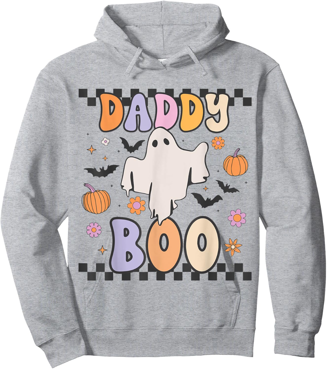 Daddy Boo Cute Retro Groovy Ghost Halloween Family Matching Hoodie - Hoodie | Ash
