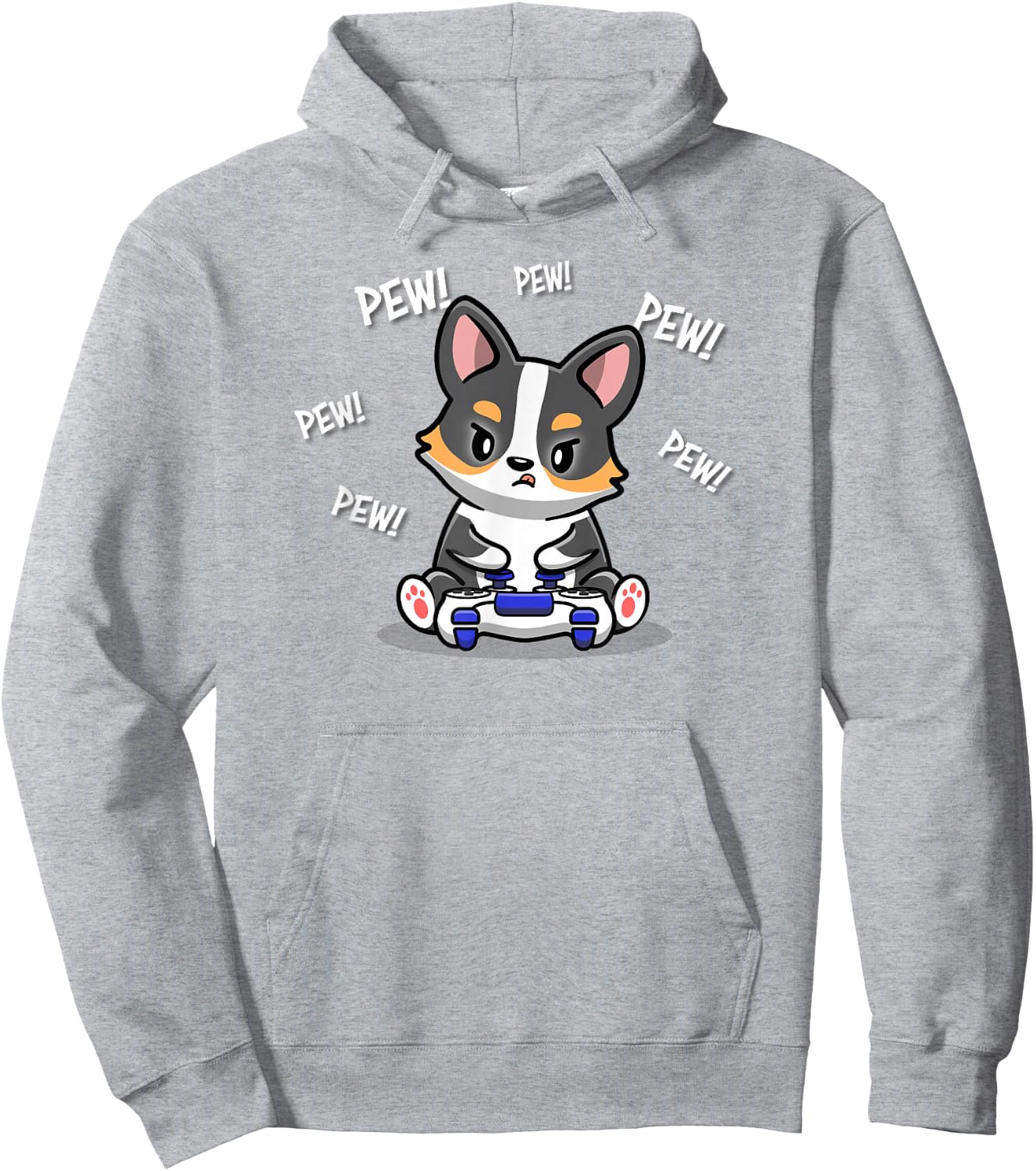 Funny Kawaii Kids Boy Video Gamer Black Tricolor Corgi Lover Hoodie - Hoodie | Ash