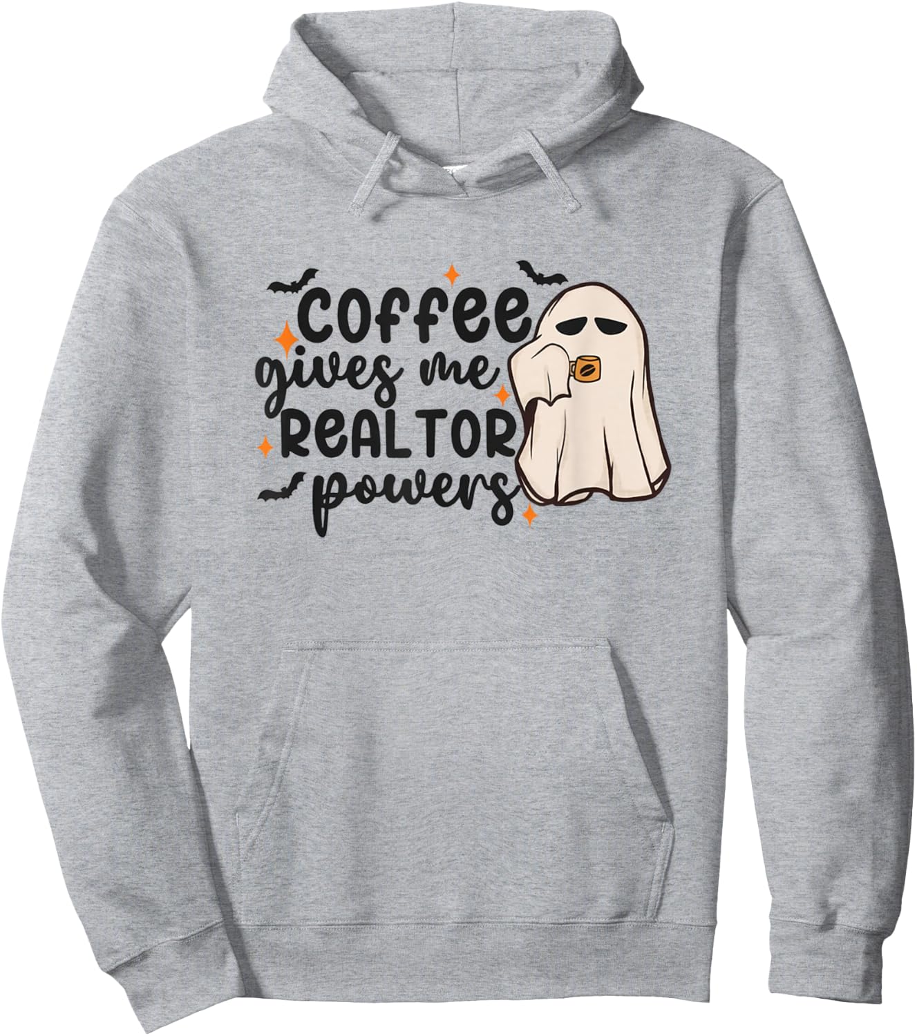 Halloween Real Estate Ghost Coffee Gives Me Realtor Powers Hoodie - Hoodie | Ash