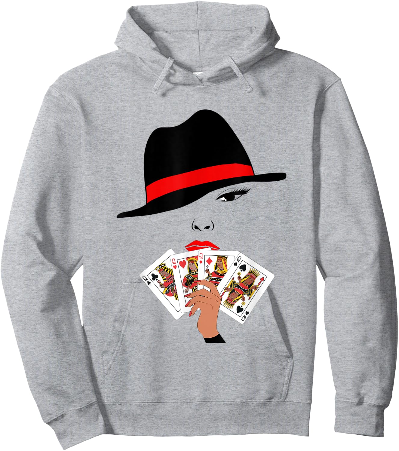 Melanin Queens Playing Cards Poker Player Gambling Hand Hoodie - Hoodie | Ash