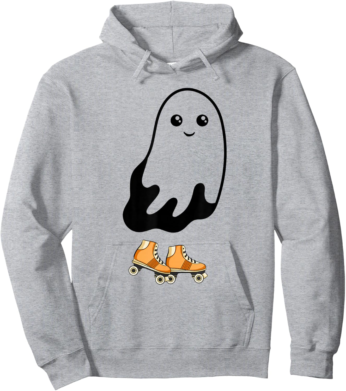Ghost Roller Skating Funny Halloween Roller Skate Ghost Hoodie - Hoodie | Ash