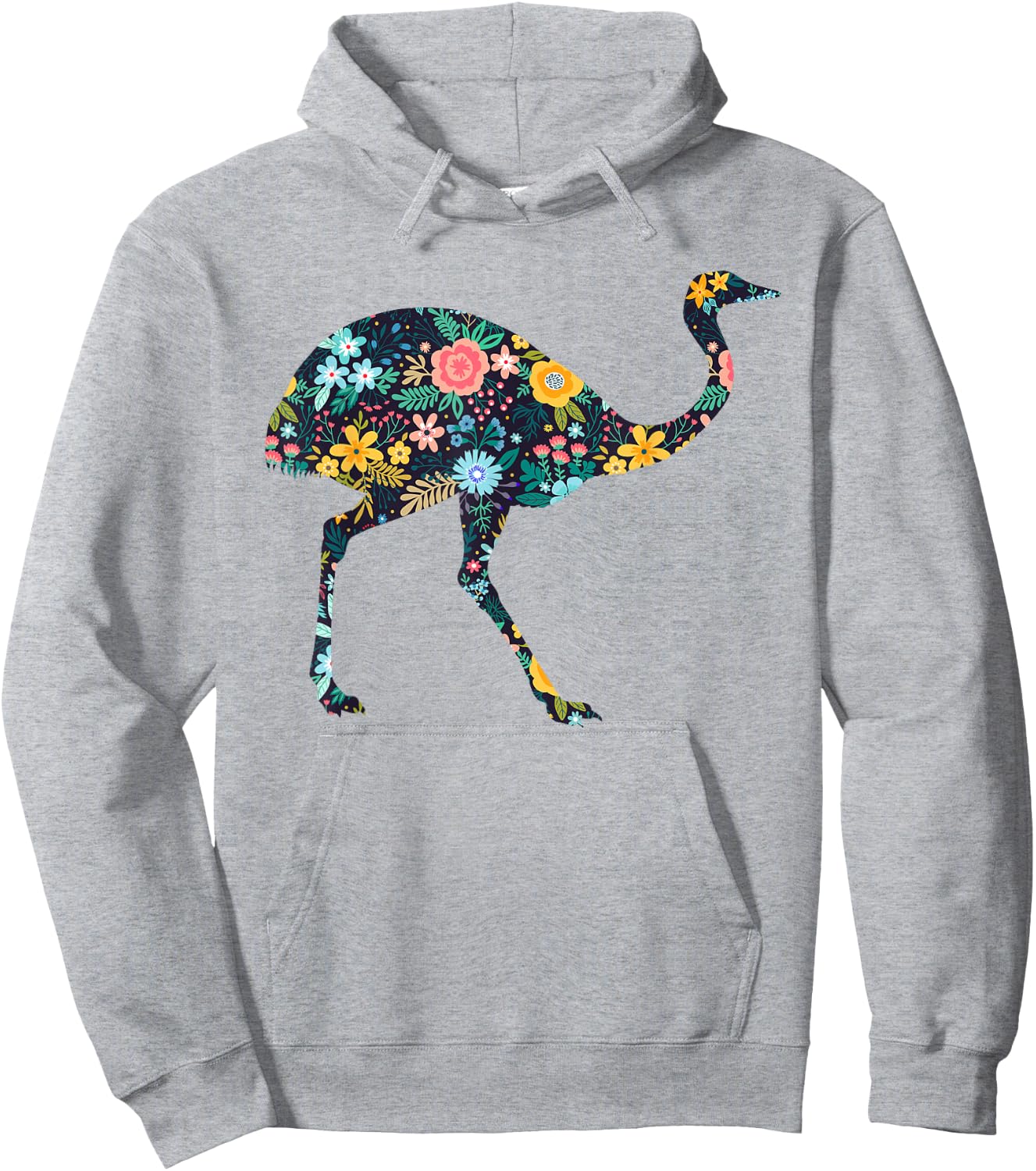 Floral Rhea Bird Silhouette Girls Graphic Hoodie - Hoodie | Ash