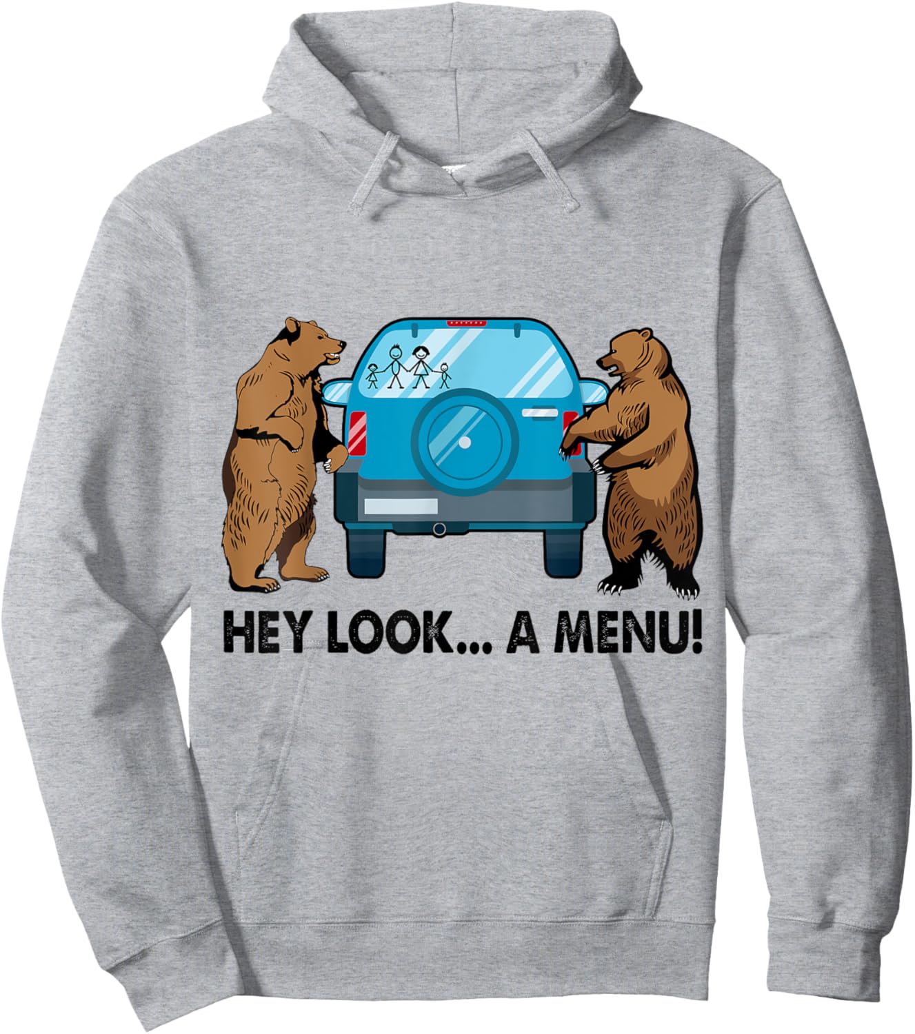 Hey Look A Menu Funny Camping Camper Hiking Bear Outdoor Hoodie - Hoodie | Ash