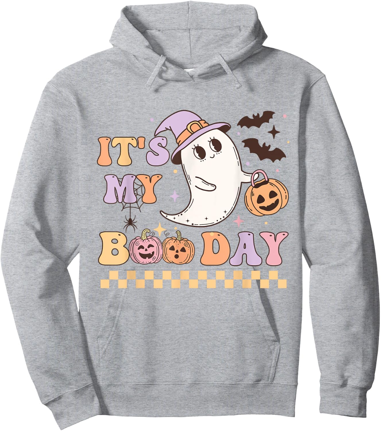 Funny Its My Boo Day Cute Halloween Birthday Ghost Pink Bow Hoodie - Hoodie | Ash