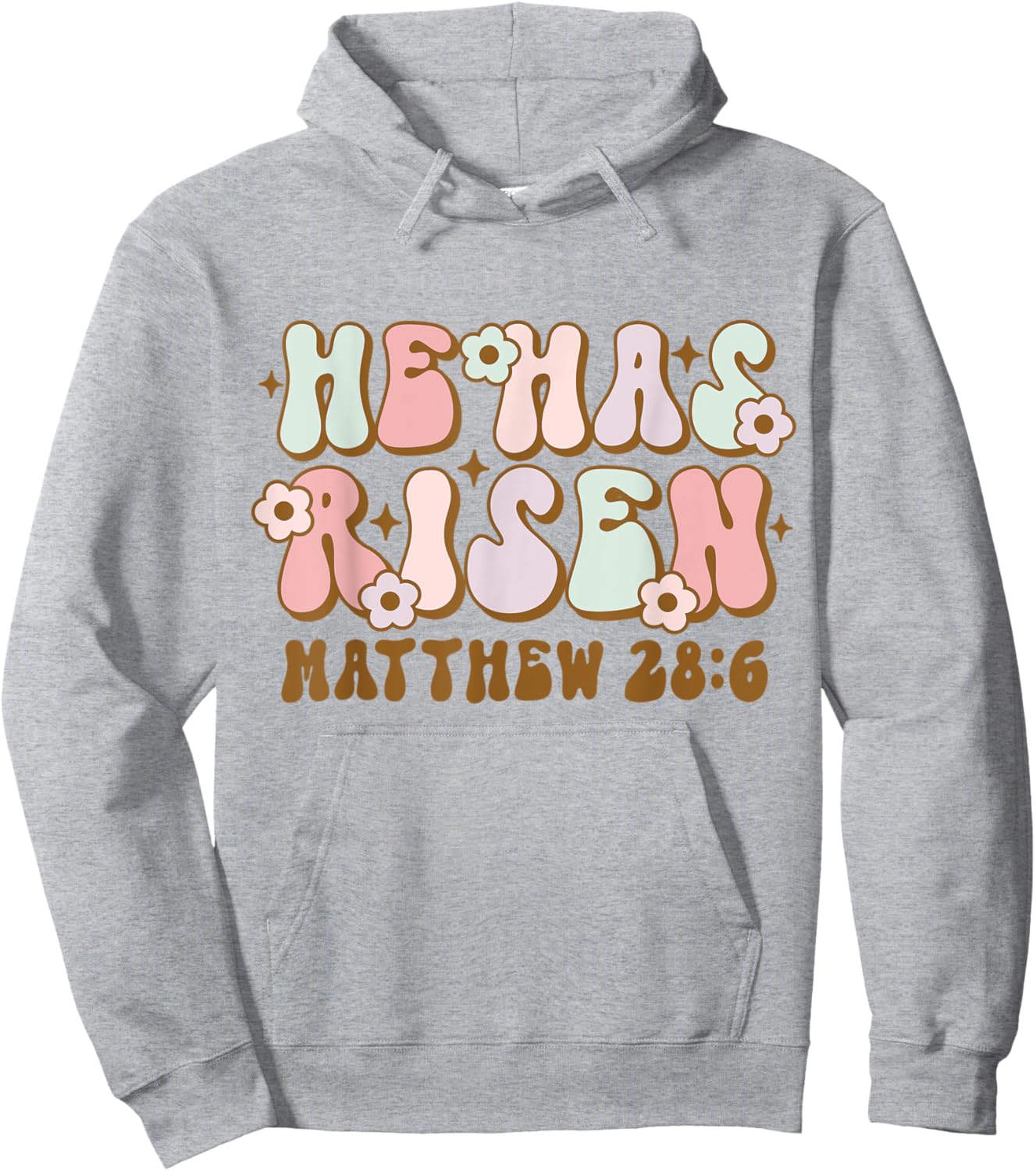 Christian Easter Bible Quote He Has Risen Retro Groovy Hoodie - Hoodie | Ash