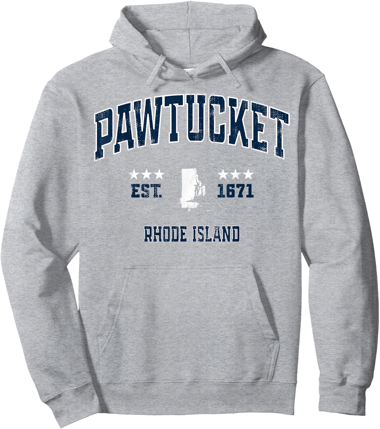 Pawtucket Rhode Island RI Vintage Athletic Navy Sports Hoodie - Hoodie | Ash