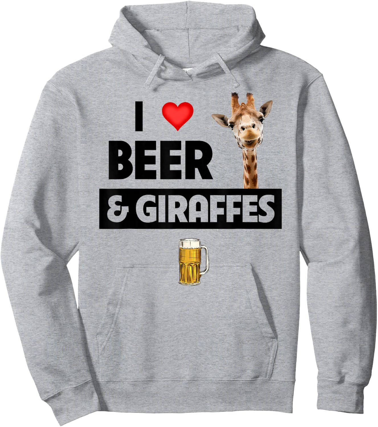 I Love Beer and Giraffes Drinking Glass Safari Animals Zoo Hoodie - Hoodie | Ash