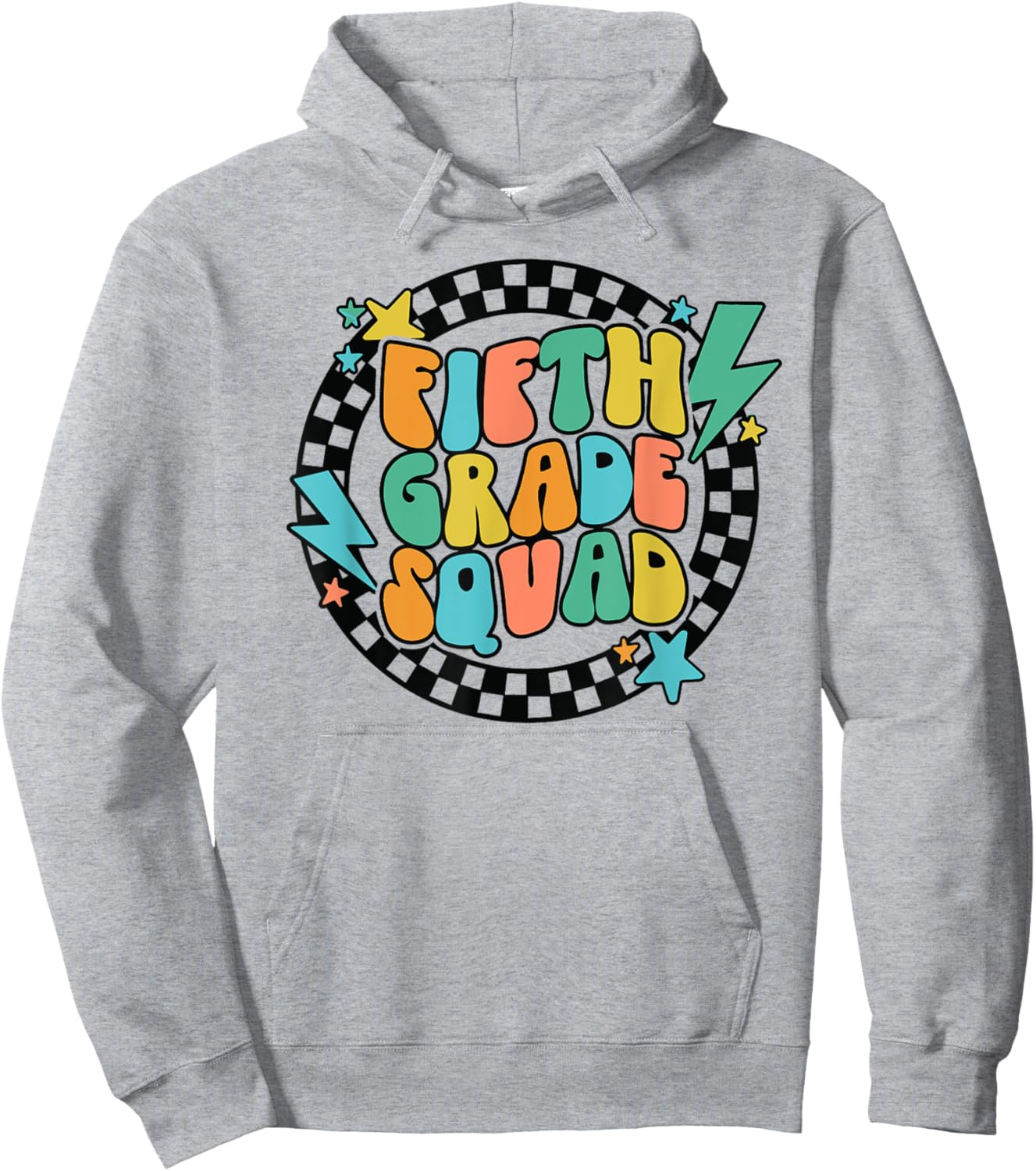 Back To School Groovy Teacher Fifth 5th Grade Crew Squad Hoodie - Hoodie | Ash