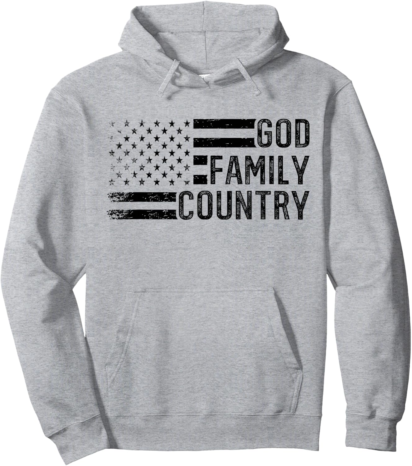 God Family Country - Patriotic Christian US Flag Hoodie - Hoodie | Ash