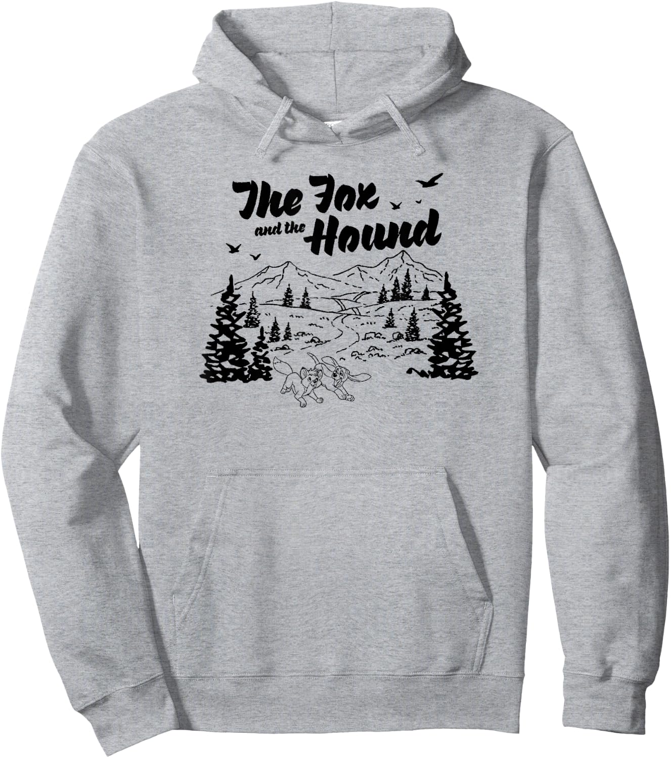 Disney The Fox and the Hound Friends Landscape Vintage Logo Hoodie - Hoodie | Ash