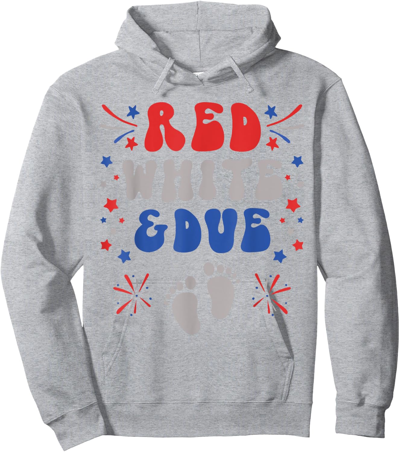 Red White and Due 4th of July Pregnancy Dress Baby Reveal Men Hoodie - Hoodie | Ash