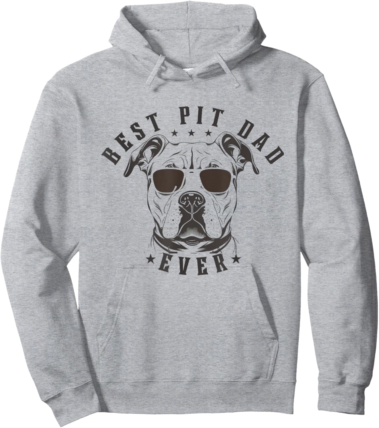 Men's Best Pitbull Dad Ever with Graphic Pitbull Face Hoodie - Hoodie | Ash