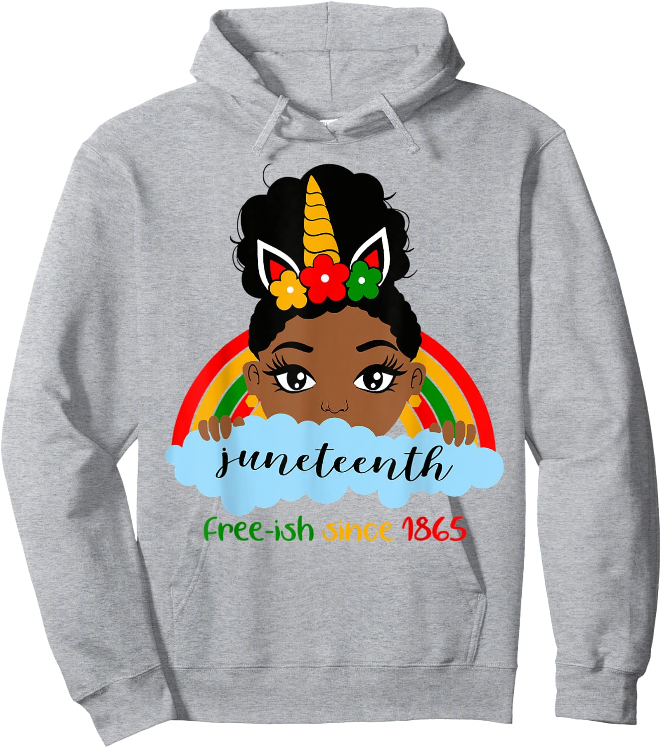 Juneteenth Unicorn Girl Little Princess Freeish since 1865 Hoodie - Hoodie | Ash