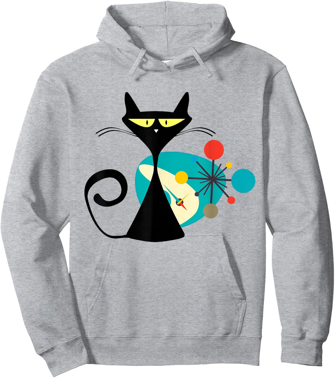 Midcentury Mid Century Cat Retro Atomic Age Space Modern Hoodie - Hoodie | Ash