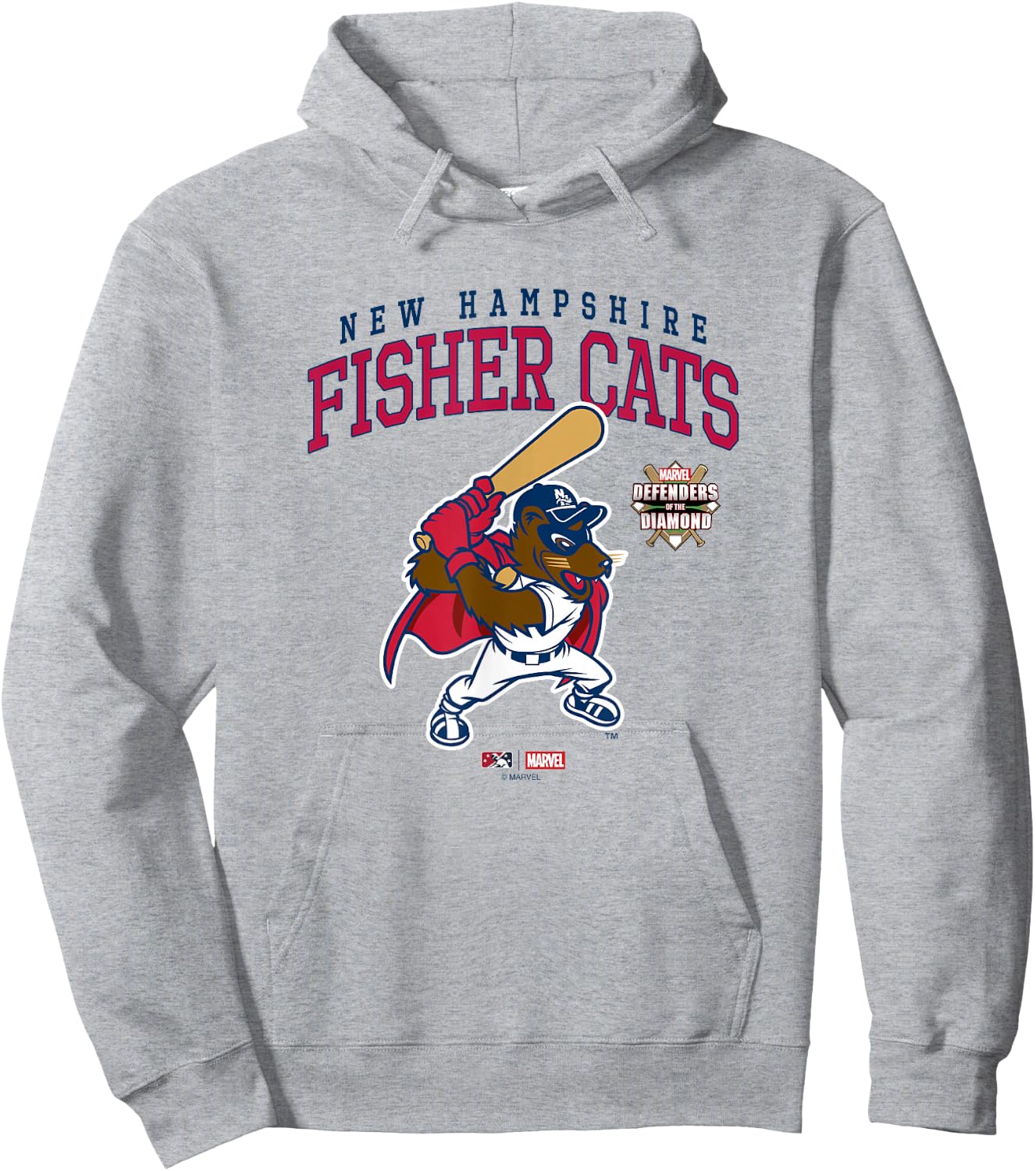 Marvel x MiLB New Hampshire Fisher Cats Big Chest Logo Hoodie - Hoodie | Ash