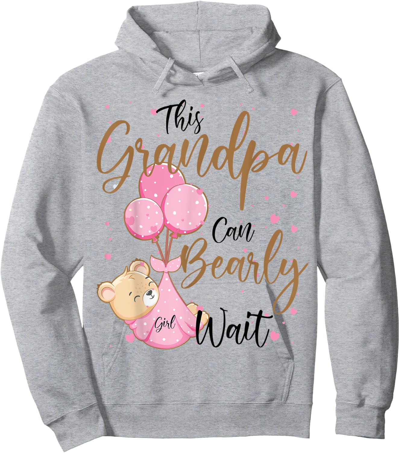 Baby Bear Baby Shower Spring Grandpa Bearly Wait Baby Girl Hoodie - Hoodie | Ash