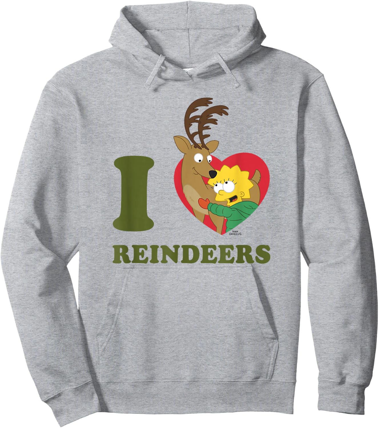 The Simpsons Christmas Maggie I Love Reindeers Hoodie - Hoodie | Ash