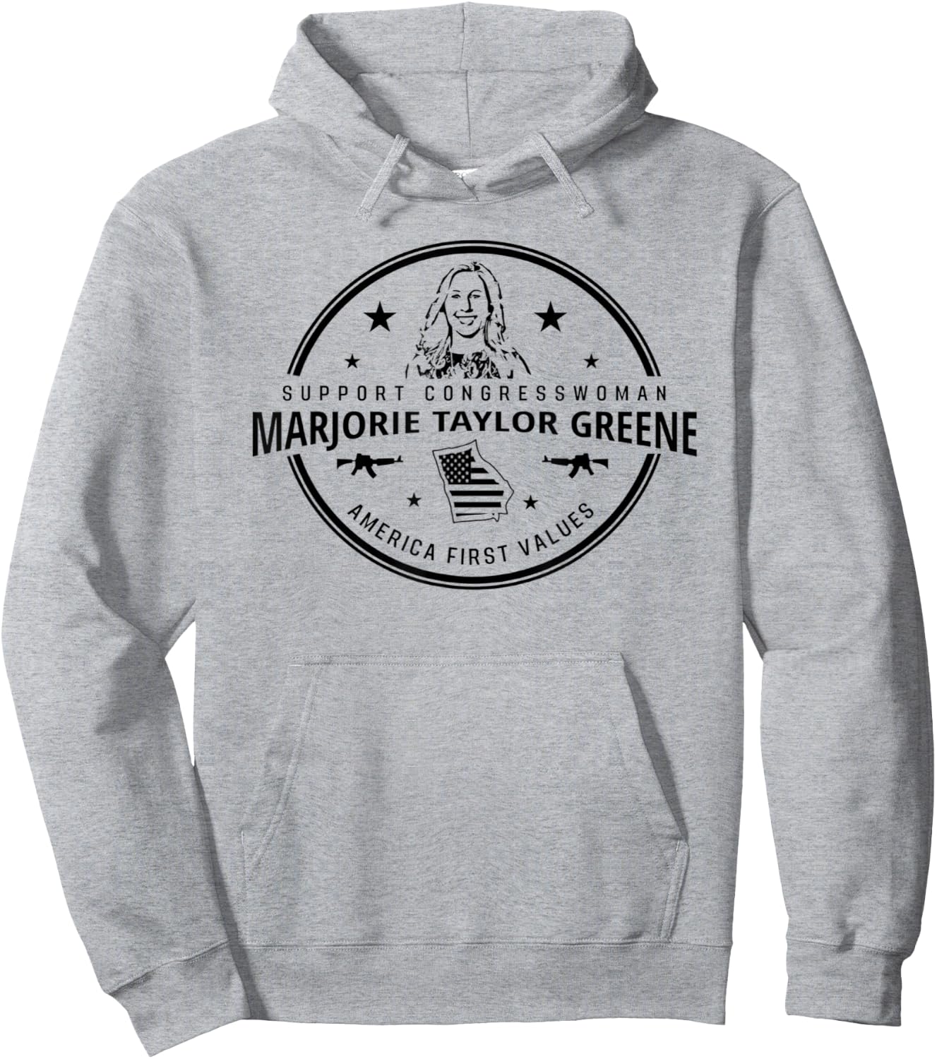 Support Marjorie Taylor Greene MTG America First Values Hoodie - Hoodie | Ash