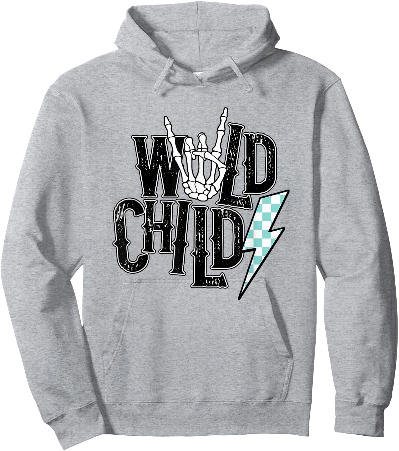 Wild Child Lightning Checkered Hoodie - Hoodie | Ash