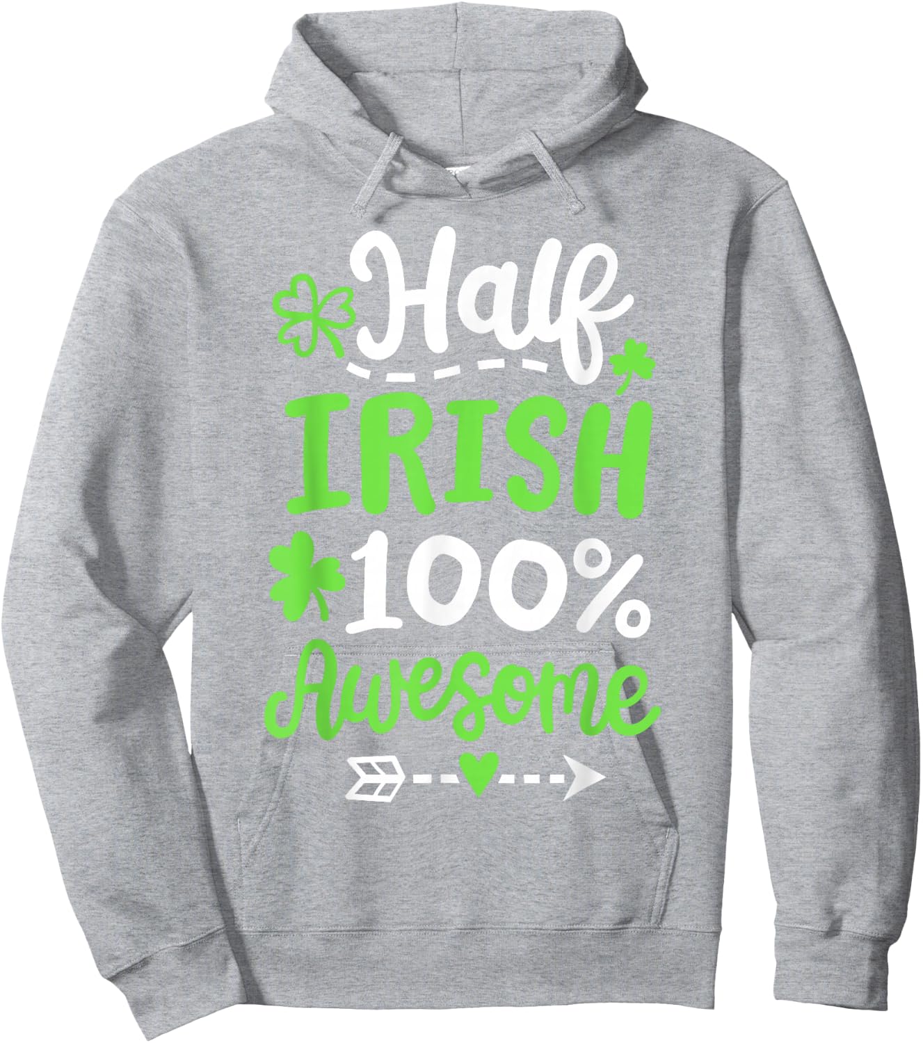Half Irish 100% Awesome Heritage Shamrock St Patrick's Day Hoodie - Hoodie | Ash