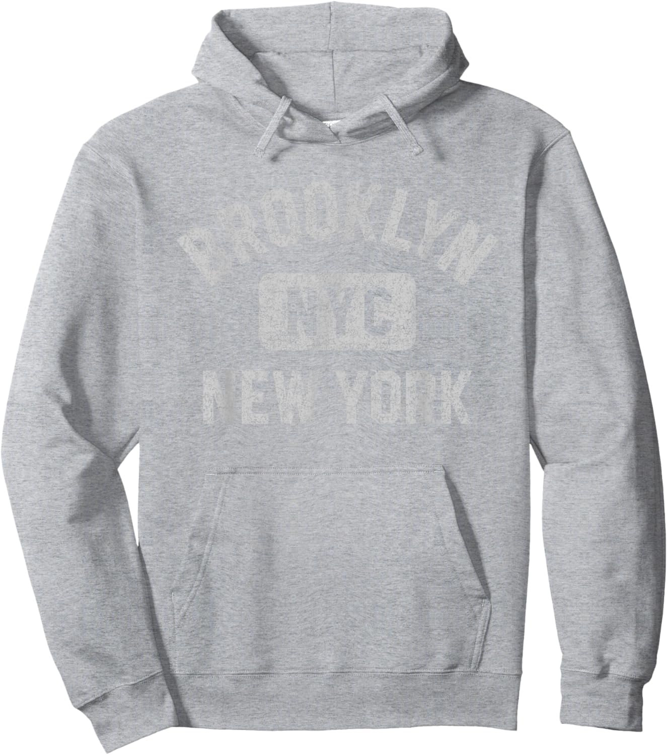 Brooklyn New York NYC Gym Style White w Distress Gray Print Hoodie - Hoodie | Ash
