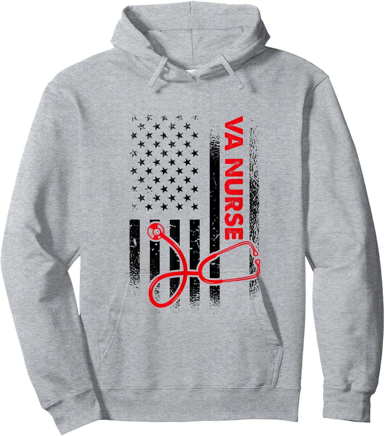 Proud American Military Nurse, VA Nursing Hoodie - Hoodie | Ash