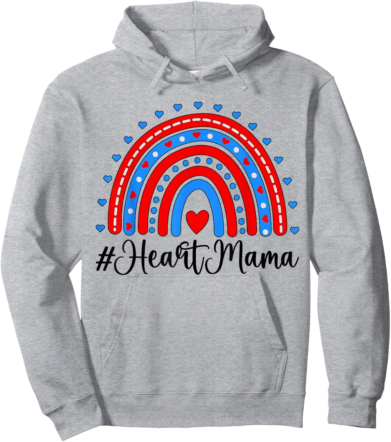 Heart Mama CHD Mom Of A CHD Warrior Rainbow CHD Awareness Hoodie - Hoodie | Ash