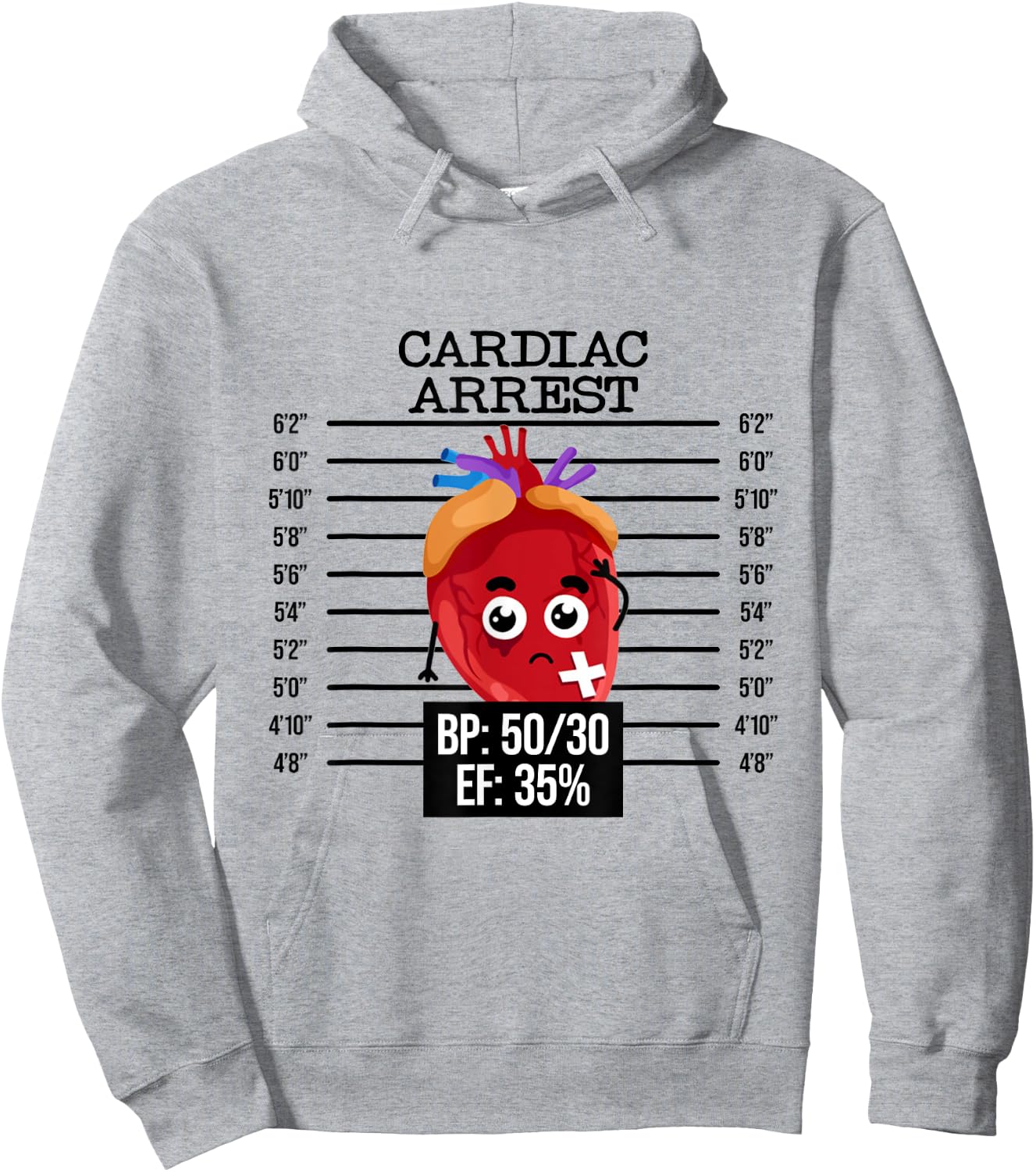 Funny Cardiology Badge Reel, Cardiac Arrest EKG Badge Holder Hoodie - Hoodie | Ash