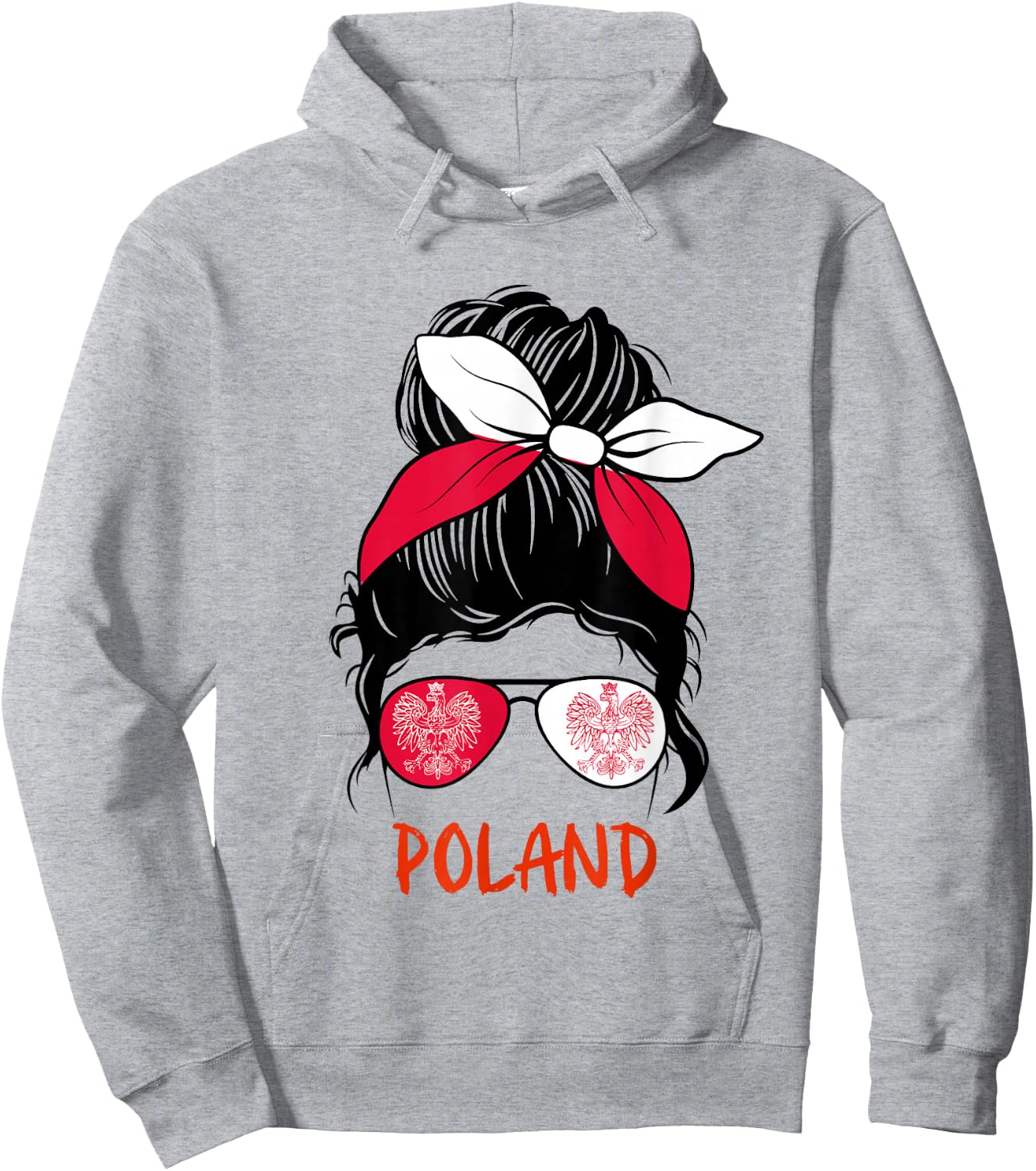 Poland Messy bun Sunglasses red White Bandana Polish Girl Hoodie - Hoodie | Ash