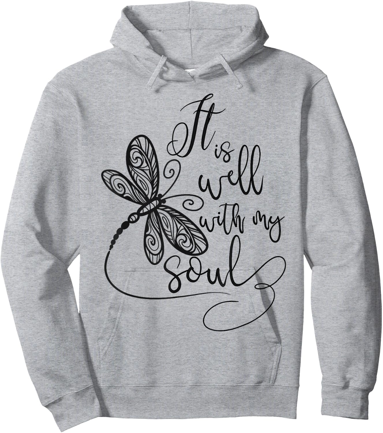 It Is Well with my Soul Dragonfly Christian Women Hoodie - Hoodie | Ash