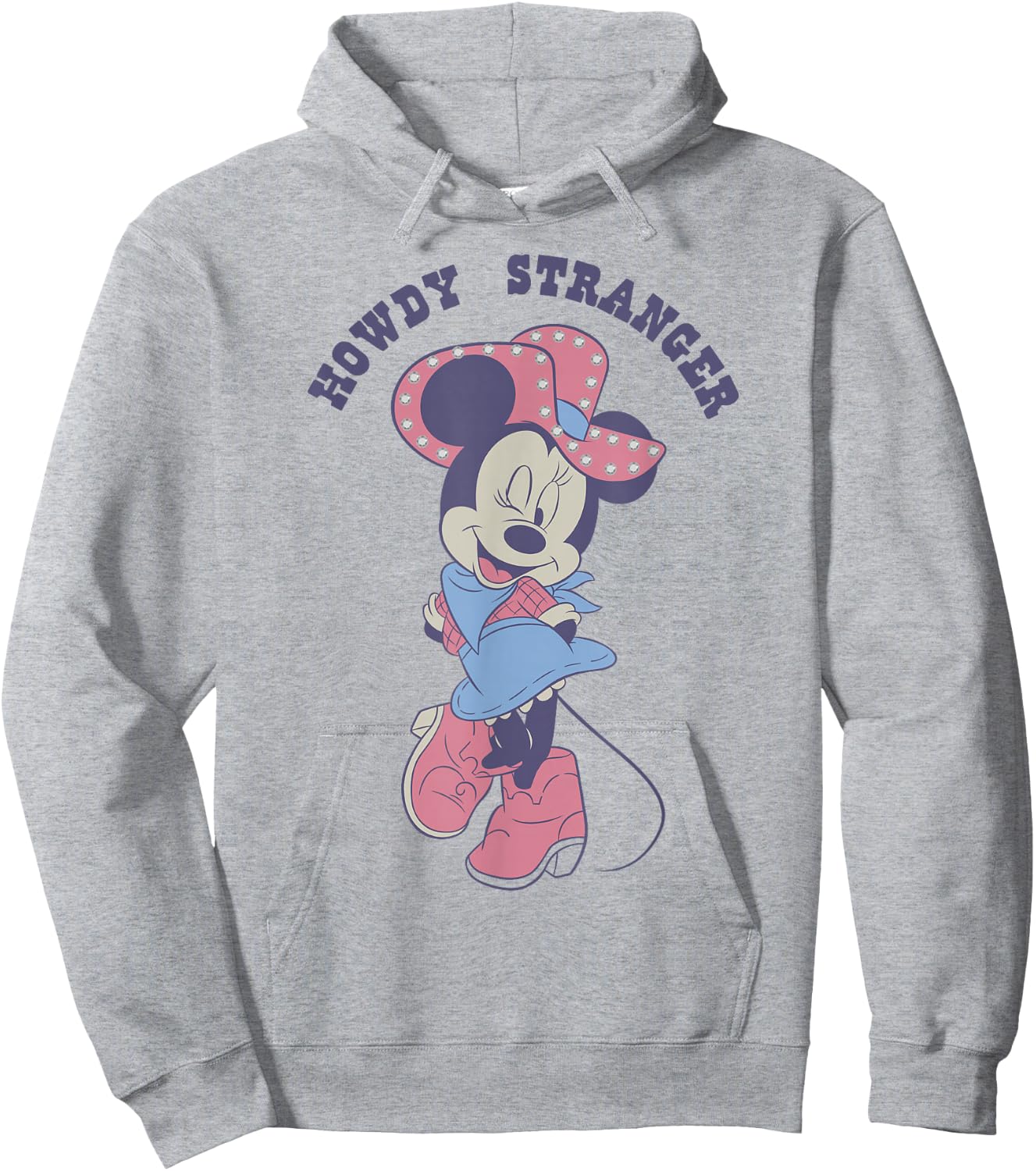 Disney Minnie Mouse Sassy Cowgirl Howdy Stranger Wink Logo Hoodie - Hoodie | Ash