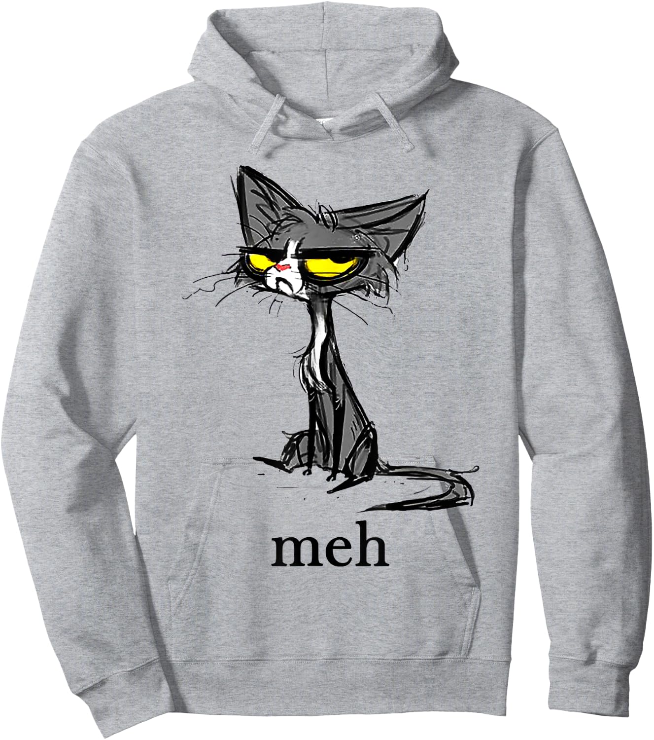 Funny Meh Cat Gift Cat Lovers Idea Men Women Girls Kids Hoodie - Hoodie | Ash
